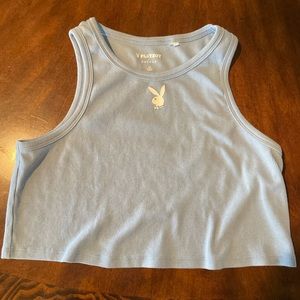 XS PLAYBOY BLUE CROP TOP
